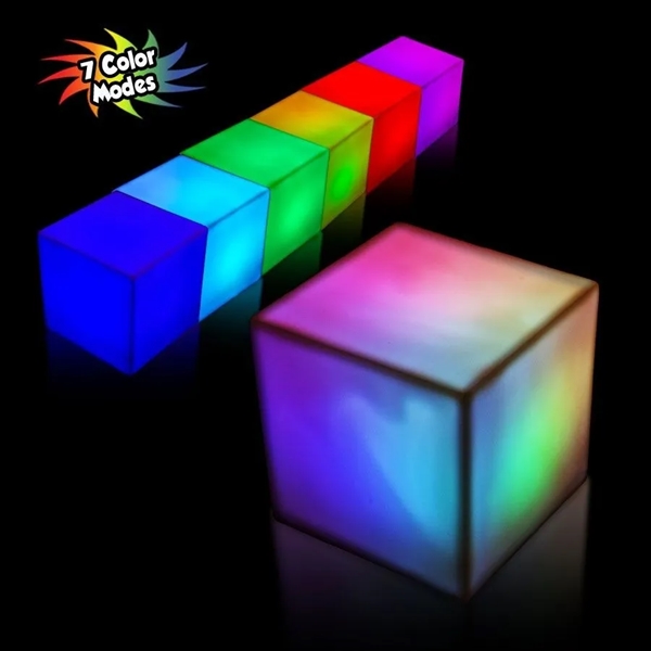 2 3/4" plastic LED color morphing cube with five sided imprint.... from ASI 42016 Brighter Promotions Inc / Chemical Light™