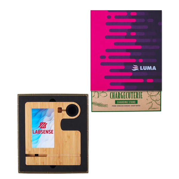 A sleek bamboo charging stand with a built-in wireless charger for... from ASI 61966 HPG / OrigAudio HPG Gold