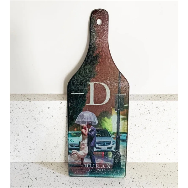 Custom Sublimated 12 1/2" x 4"  Wine Shaped Tempered Glass... from ASI 62635 Inno-Vative Solutions Grp LTD