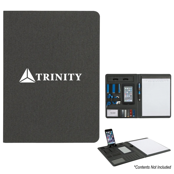 Polyester heather padfolio with 30 lined pages and various slots for... from ASI 61125 Hit Promotional Products / Hit®