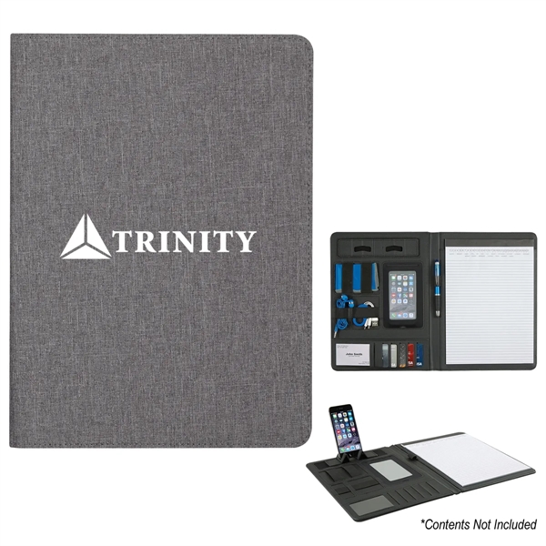 Polyester heather padfolio with 30 lined pages and various slots for... from ASI 61125 Hit Promotional Products / Hit®