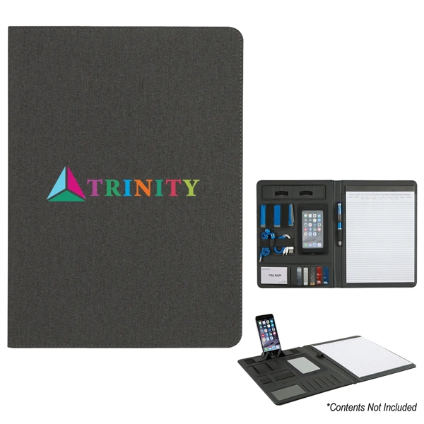 Polyester heather padfolio with 30 lined pages and various slots for... from ASI 61125 Hit Promotional Products / Hit®