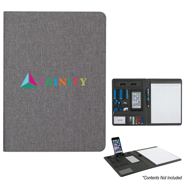 Polyester heather padfolio with 30 lined pages and various slots for... from ASI 61125 Hit Promotional Products / Hit®