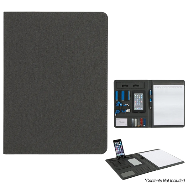 Polyester heather padfolio with 30 lined pages and various slots for... from ASI 61125 Hit Promotional Products / Hit®