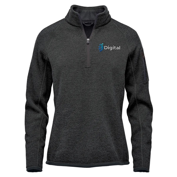 Women's pullover with a 1/4 zip design, brushed interior, zippered sleeve... from ASI 61125 Hit Promotional Products / Hit®