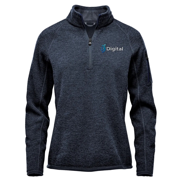 Women's pullover with a 1/4 zip design, brushed interior, zippered sleeve... from ASI 61125 Hit Promotional Products / Hit®