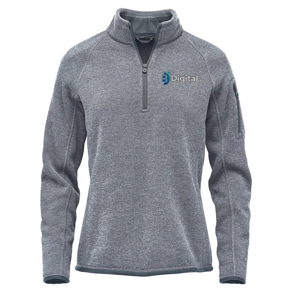 Women's pullover with a 1/4 zip design, brushed interior, zippered sleeve... from ASI 61125 Hit Promotional Products / Hit®