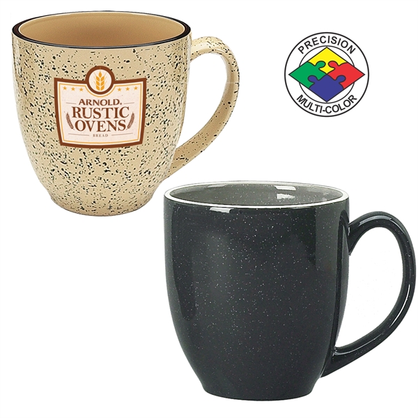 16oz Designer Speckled Bistro Mug, spot color. Many colors to choose... from ASI 80093 Pyrographics / Pyrographics Line