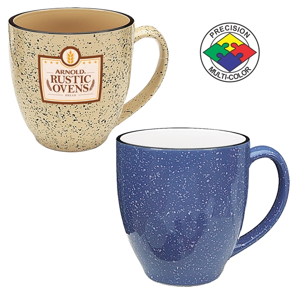 16oz Designer Speckled Bistro Mug, spot color. Many colors to choose... from ASI 80093 Pyrographics / Pyrographics Line