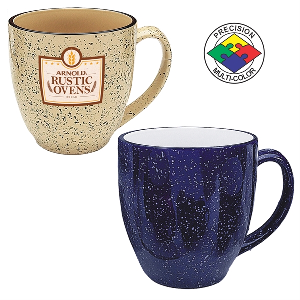 16oz Designer Speckled Bistro Mug, spot color. Many colors to choose... from ASI 80093 Pyrographics / Pyrographics Line