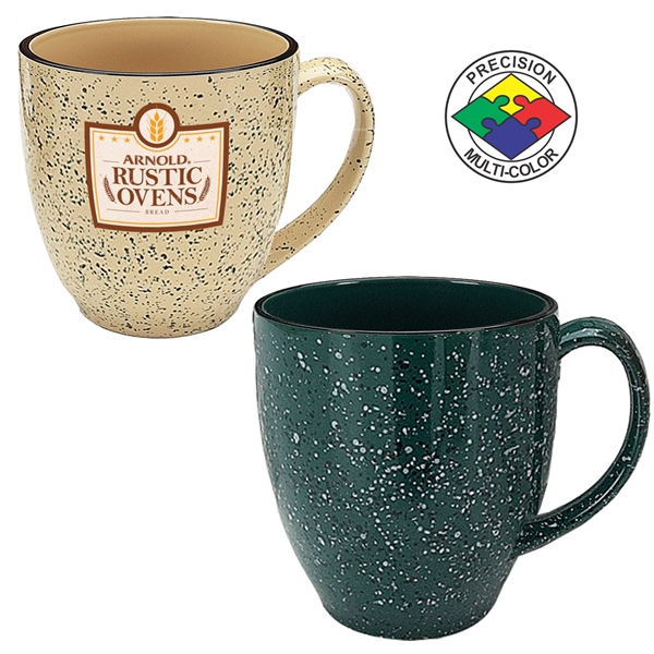 16oz Designer Speckled Bistro Mug, spot color. Many colors to choose... from ASI 80093 Pyrographics / Pyrographics Line