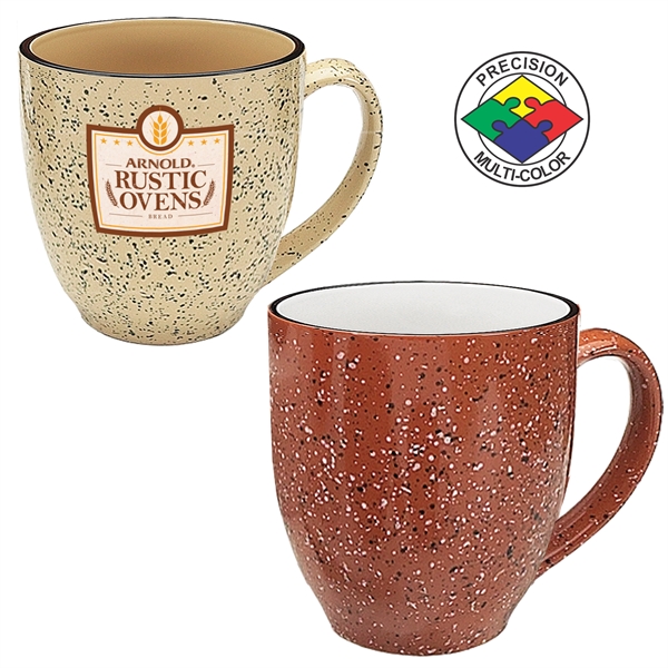 16oz Designer Speckled Bistro Mug, spot color. Many colors to choose... from ASI 80093 Pyrographics / Pyrographics Line