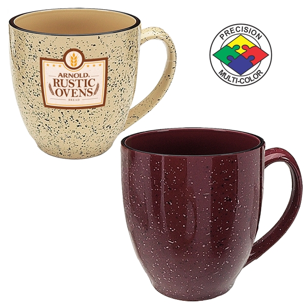 16oz Designer Speckled Bistro Mug, spot color. Many colors to choose... from ASI 80093 Pyrographics / Pyrographics Line