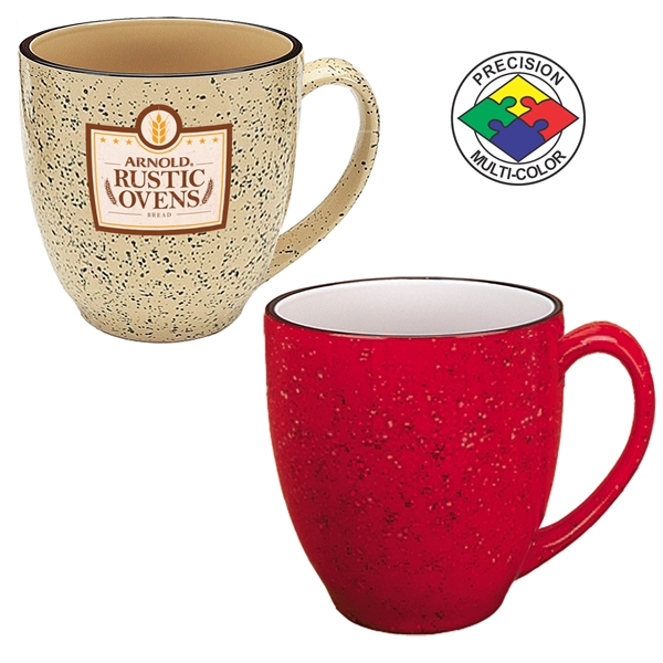 16oz Designer Speckled Bistro Mug, spot color. Many colors to choose... from ASI 80093 Pyrographics / Pyrographics Line