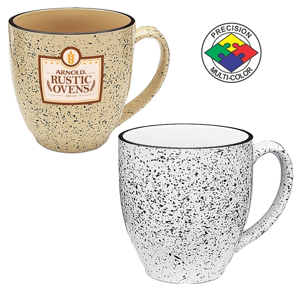 16oz Designer Speckled Bistro Mug, spot color. Many colors to choose... from ASI 80093 Pyrographics / Pyrographics Line