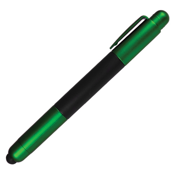 Compact reversible screwdriver and ballpoint pen with metallic caps and stylus.... from ASI 57956 Graphco line