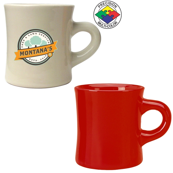 10oz Vitrified Diner Mug, spot color. Available in white, natural, tomato... from ASI 80093 Pyrographics / Pyrographics Line