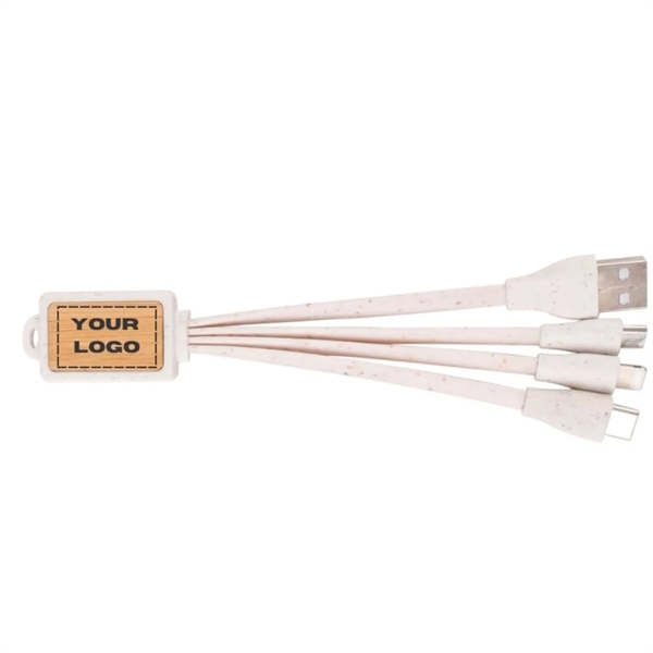 Bamboo wheat straw multi charging cable + laser engraved on 1... from ASI 37218 Athena Promo (tm)