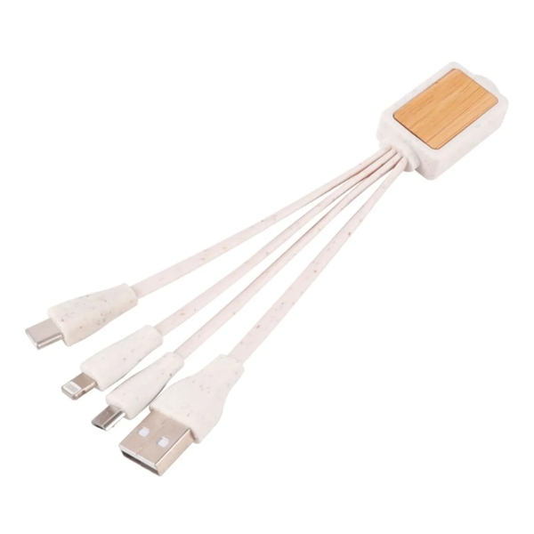 Bamboo wheat straw multi charging cable + laser engraved on 1... from ASI 37218 Athena Promo (tm)
