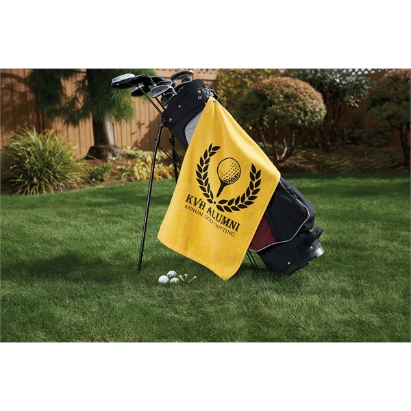 Golf towel with corner grommet and hook made of 100% heavyweight... from ASI 79750 Pro Towels