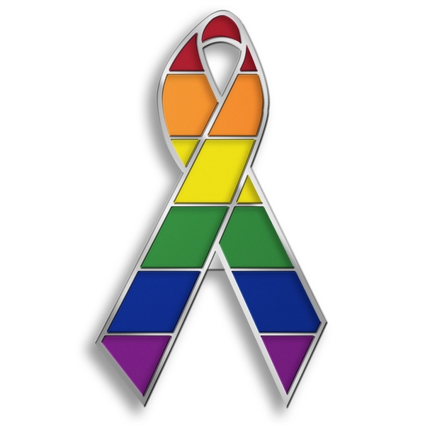 1" metal rainbow ribbon lapel pins with enamel color, nickel finish... from ASI 52263 EMT / EMT