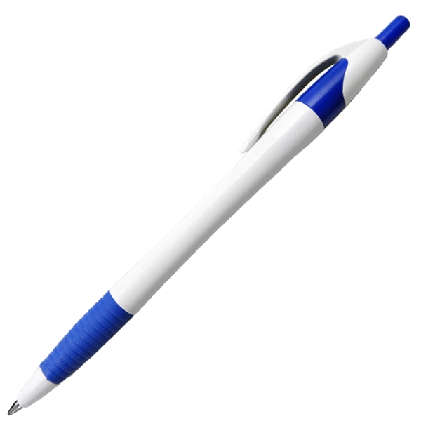 European design ballpoint pen with white barrel, rubber grip, and German... from ASI 57956 Graphco line