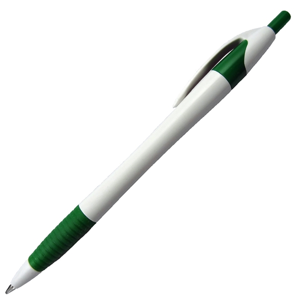 European design ballpoint pen with white barrel, rubber grip, and German... from ASI 57956 Graphco line