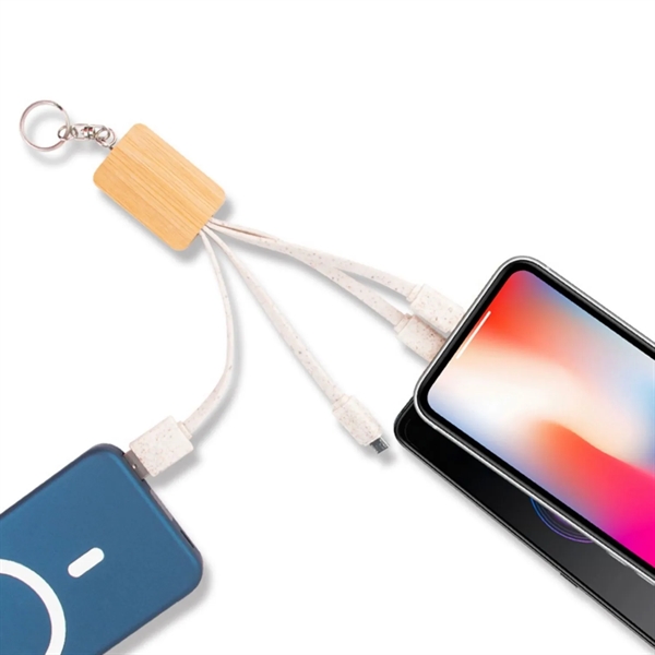 Bamboo wheat straw dual charging cable + laser engraving on 1... from ASI 37218 Athena Promo (tm)