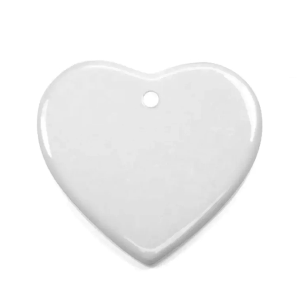 Ceramic heart Christmas ornament plus free full color printing on 2... from ASI 37218 Athena Promo (tm)