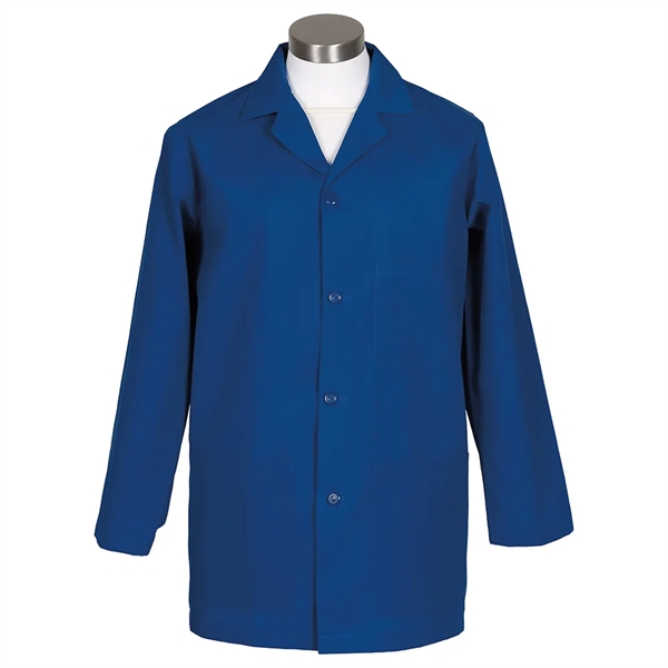 Unisex lab coat that features 2 lower patch pockets, 4 color... from ASI 36558 Aprons, Etc.
