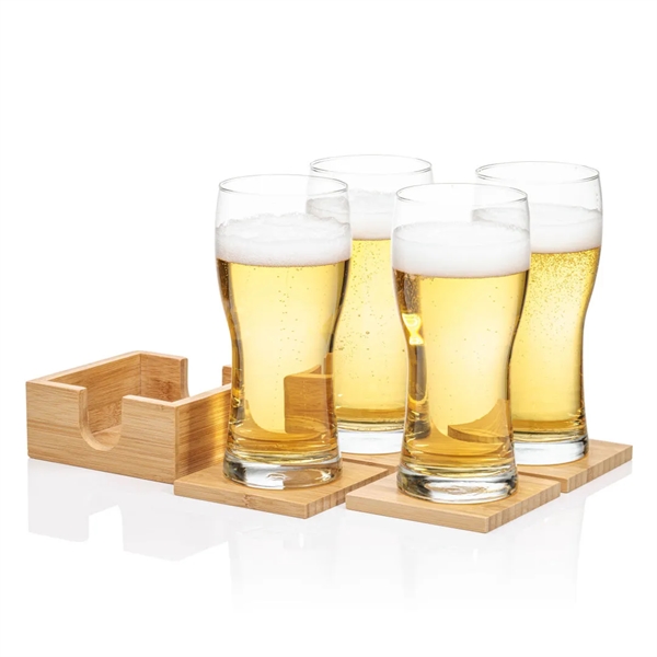 Our Beer Glass & Bamboo Coaster Sets are an exquisite gift... from ASI 84592 St Regis Group