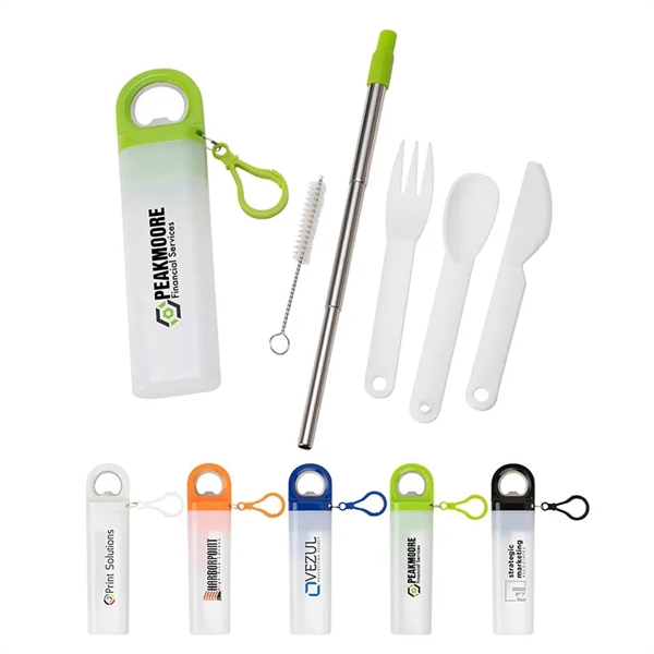 Griffith 3-in-1 Metal Straw, Cutlery Set & Bottle Opener... from ASI 67866 Logomark/Valumark