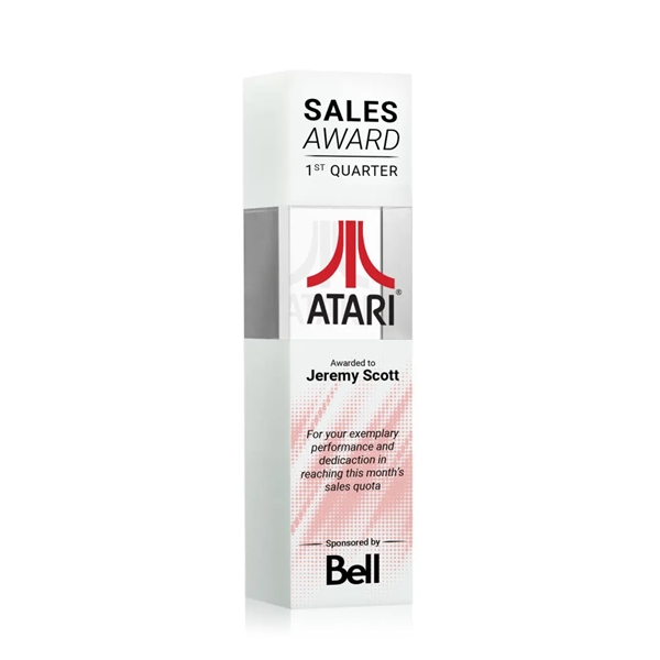 Araceli VividPrint™ Award intersects light blue crystal with a towering clear... from ASI 84592 St Regis Group / St Regis