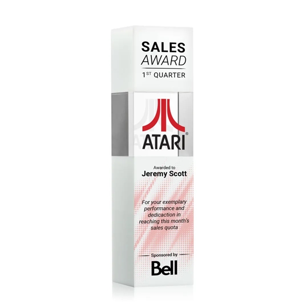 Araceli VividPrint™ Award intersects light blue crystal with a towering clear... from ASI 84592 St Regis Group / St Regis