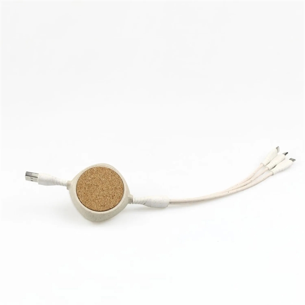 Retractable wheat straw multi charging cable + 1 color silkscreen imprint... from ASI 37218 Athena Promo (tm)