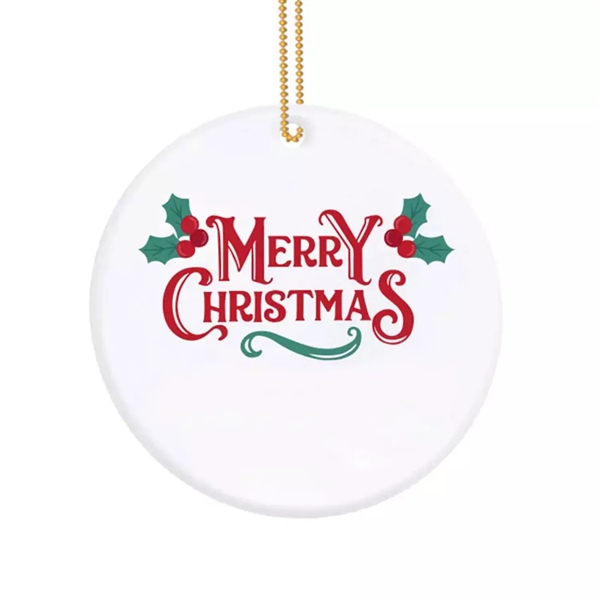 Ceramic round Christmas ornament plus free full color printing on 2... from ASI 37218 Athena Promo (tm)