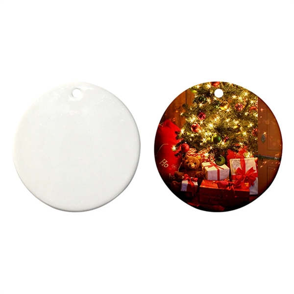 Ceramic round Christmas ornament plus free full color printing on 2... from ASI 37218 Athena Promo (tm)