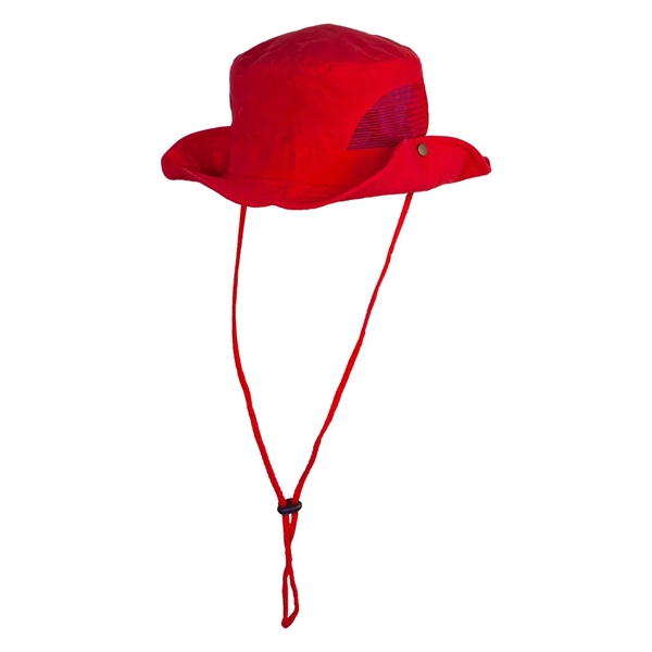Polyester bucket style boonie hat with corded strap and mesh sides,... from ASI 62088 IDProductsource