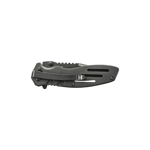 Stainless steel pocket knife with 3" half-serrated blade and 4" handle... from ASI 46170 Compass Industries Inc