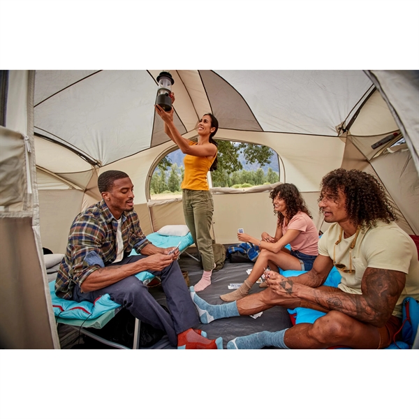 The 10-Person Weathermaster® Dome Camping Tent. Its hinged door easily swings... from ASI 45647 Coleman Co Inc