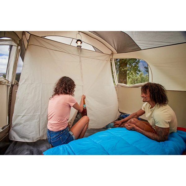 The 10-Person Weathermaster® Dome Camping Tent. Its hinged door easily swings... from ASI 45647 Coleman Co Inc