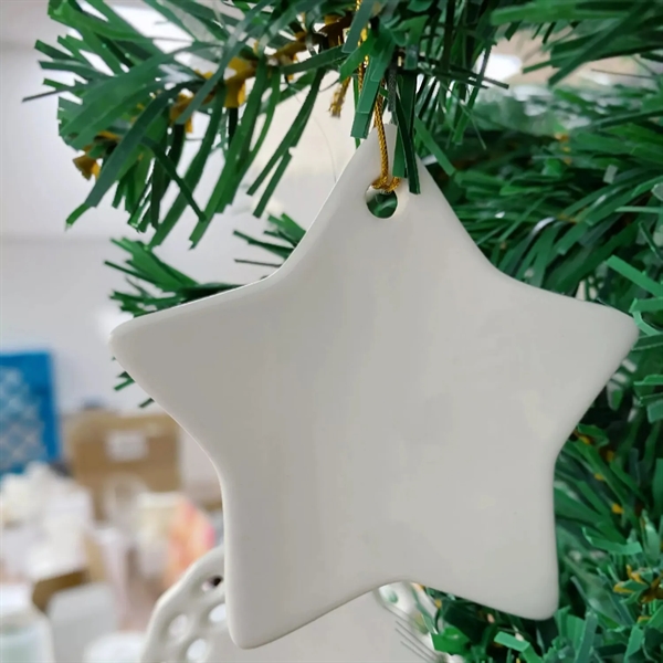 Ceramic star Christmas ornament plus free full color printing on 2... from ASI 37218 Athena Promo (tm)