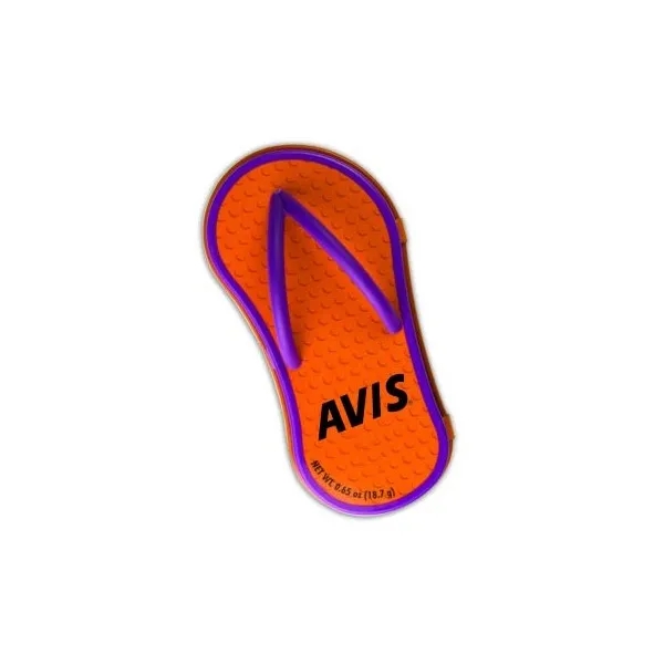 Patented designed flip-flop tin filled with appx. 0.65 oz. of peppermints.... from ASI 44900 NC Custom (CI/Lanco) / Lanco