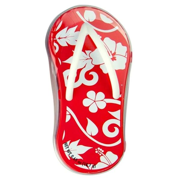 Patented designed flip-flop tin filled with appx. 0.65 oz. of peppermints.... from ASI 44900 NC Custom (CI/Lanco) / Lanco