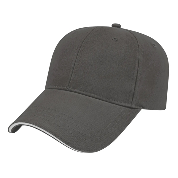 Low profile structured six panel brushed cotton twill cap with sandwich... from ASI 43792 Cap America Inc