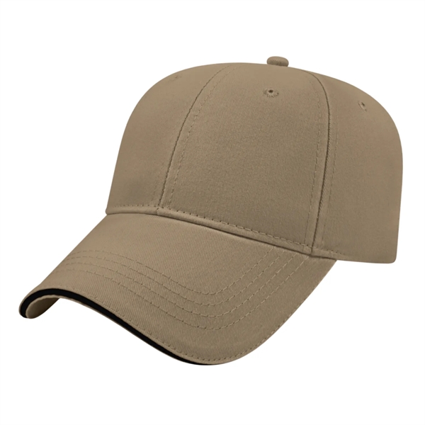 Low profile structured six panel brushed cotton twill cap with sandwich... from ASI 43792 Cap America Inc