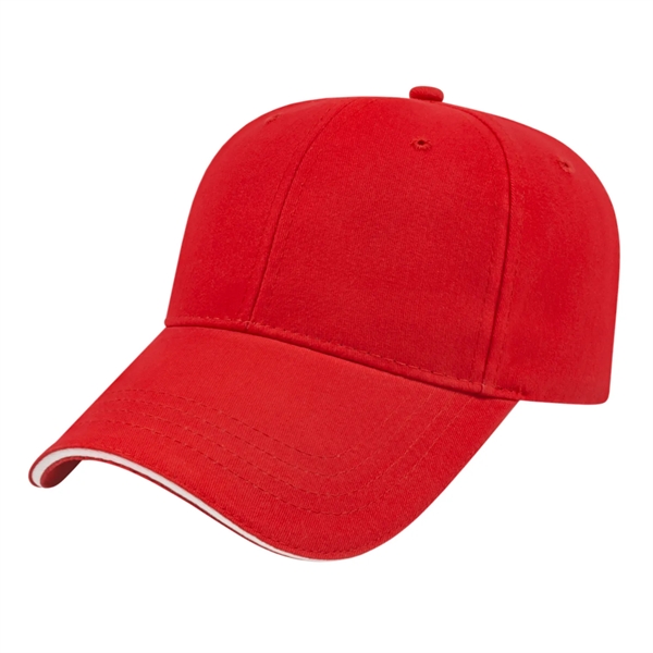Low profile structured six panel brushed cotton twill cap with sandwich... from ASI 43792 Cap America Inc