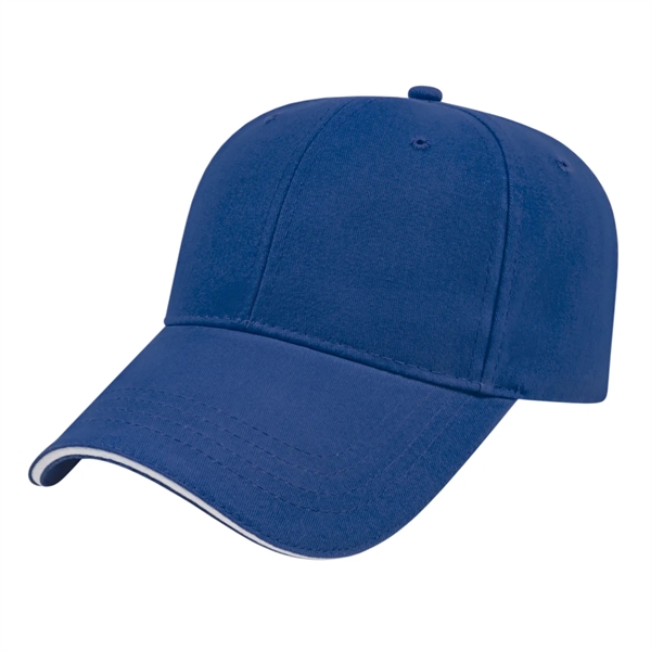 Low profile structured six panel brushed cotton twill cap with sandwich... from ASI 43792 Cap America Inc