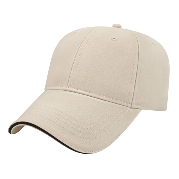 Low profile structured six panel brushed cotton twill cap with sandwich... from ASI 43792 Cap America Inc