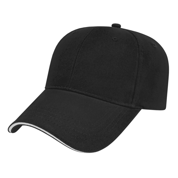 Low profile structured six panel brushed cotton twill cap with sandwich... from ASI 43792 Cap America Inc